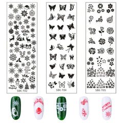 12pcs Nail Art Printing Template Set DIY Manicure Tools