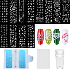12pcs Nail Art Printing Template Set DIY Manicure Tools