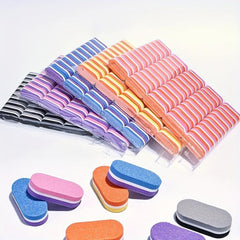Mini Nail File Set Sponge Strip Rub Square Oval Manicure Kit