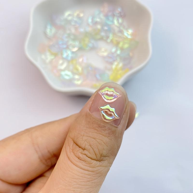 100pcs Mini Colored Lips Nail Rhinestones Glitter Art Jewelry Hair Accessories