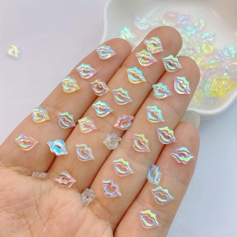 100pcs Mini Colored Lips Nail Rhinestones Glitter Art Jewelry Hair Accessories