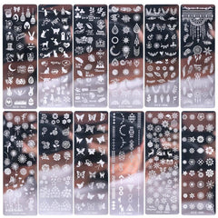 6pcs Summer Flower Leaf Nail Art Stamping Plates Set with Printing Stencil