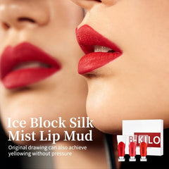 3 Pcs Ice Cube Silky Mist Lip Glaze Long Lasting Waterproof Lipstick