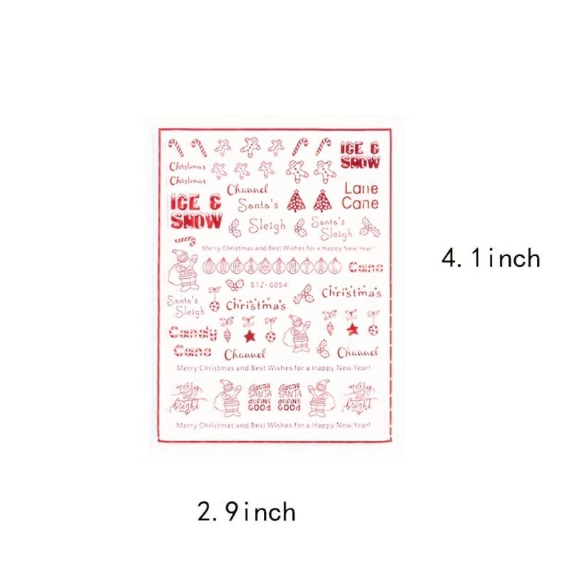9pcs Red Christmas Nail Art Stickers Snowflakes Trees Snowmen