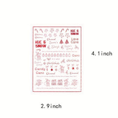 9pcs Red Christmas Nail Art Stickers Snowflakes Trees Snowmen