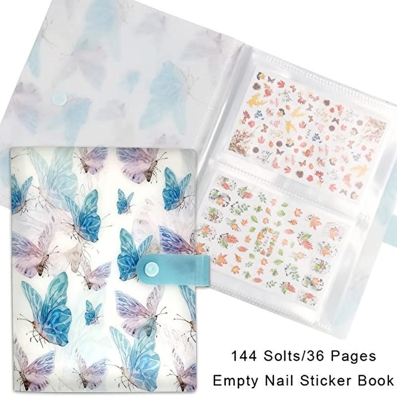 144 Slots Butterfly Nail Art Sticker Storage Book