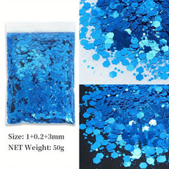 50g Hexagon Sequins Nail Glitter for DIY Crafts and Nail Art
