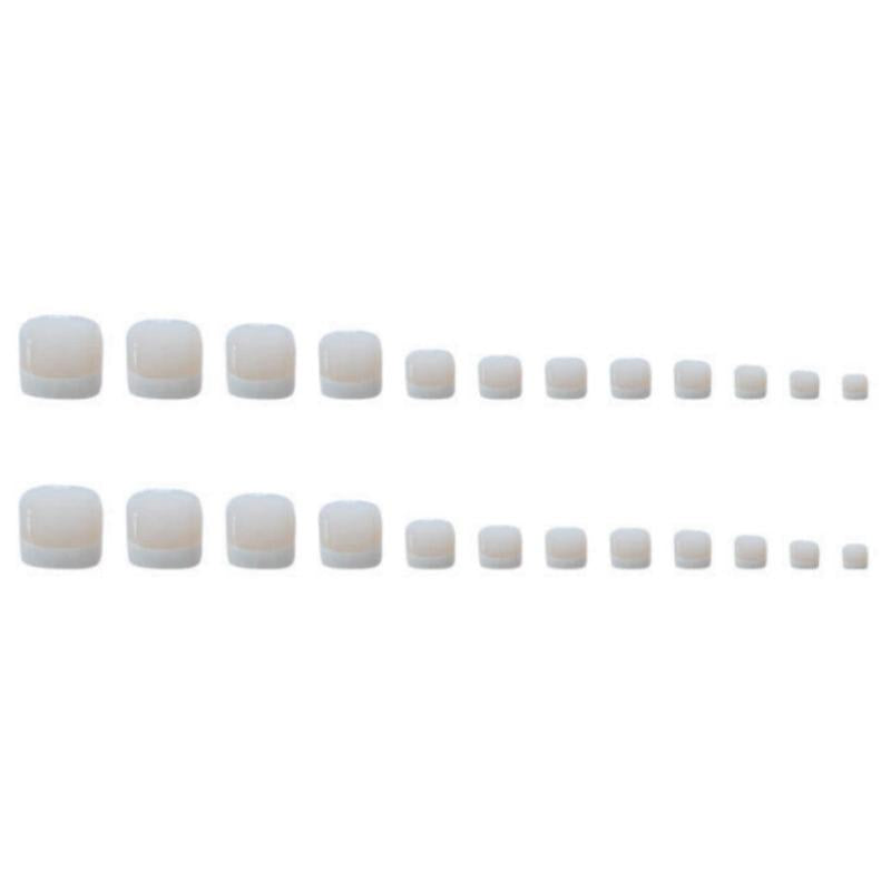 24pcs Removable Acrylic French Tip Nails with Glue - Nude Summer Manicure Decor