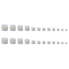 24pcs Removable Acrylic French Tip Nails with Glue - Nude Summer Manicure Decor