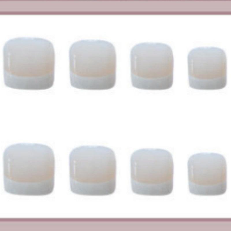 24pcs Removable Acrylic French Tip Nails with Glue - Nude Summer Manicure Decor