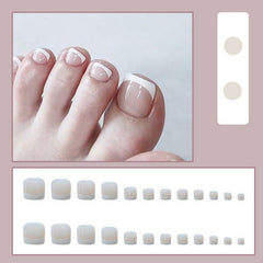 24pcs Removable Acrylic French Tip Nails with Glue - Nude Summer Manicure Decor