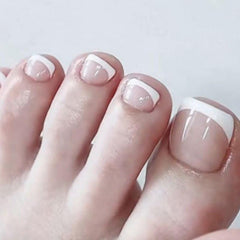 24pcs Removable Acrylic French Tip Nails with Glue - Nude Summer Manicure Decor