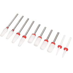10pcs Ceramic Nail Grinding Heads Set with Storage Box for Manicure Nail File