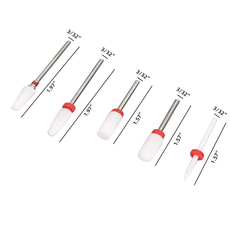 10pcs Ceramic Nail Grinding Heads Set with Storage Box for Manicure Nail File