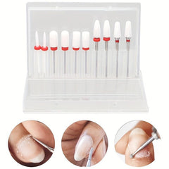 10pcs Ceramic Nail Grinding Heads Set with Storage Box for Manicure Nail File