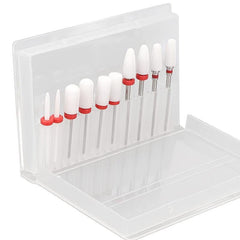10pcs Ceramic Nail Grinding Heads Set with Storage Box for Manicure Nail File