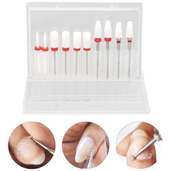 10pcs Ceramic Nail Grinding Heads Set with Storage Box for Manicure Nail File