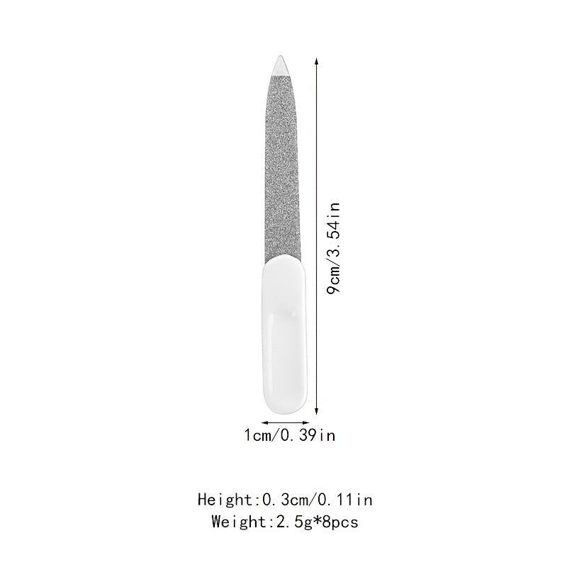 8 pcs Stainless Steel Double Sided Nail Files for Professional Manicures