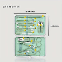 Stainless Steel Mani & Pedi Set, Scissors, Clippers Green