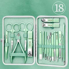 Stainless Steel Mani & Pedi Set, Scissors, Clippers Green