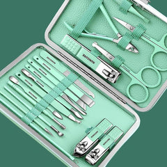 Stainless Steel Mani & Pedi Set, Scissors, Clippers Green
