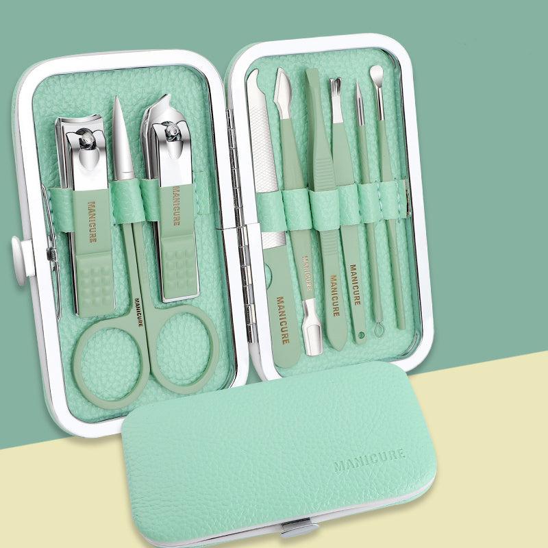 Stainless Steel Mani & Pedi Set, Scissors, Clippers Green