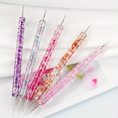 5 Pcs Nail Art Dotting Pen with Crystal Beads Handle