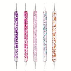 5 Pcs Nail Art Dotting Pen with Crystal Beads Handle