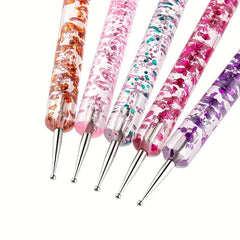 5 Pcs Nail Art Dotting Pen with Crystal Beads Handle