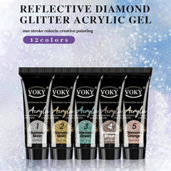 Reflective Glitter Nail Gel Kit with Nail File - 24pcs Nail Tips