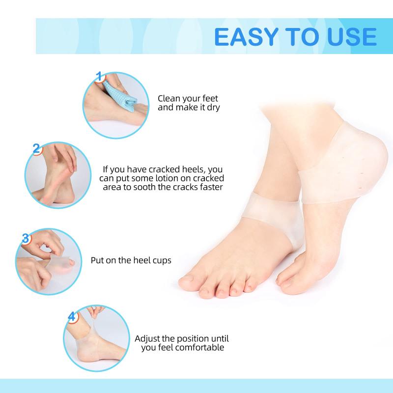 Silicone Heel Cups for Cracked Heels - Unisex Fit Gel Heel Pads