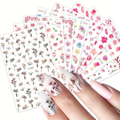 Sweet Peach & Plum Blossom Nail Stickers - Easy to Apply