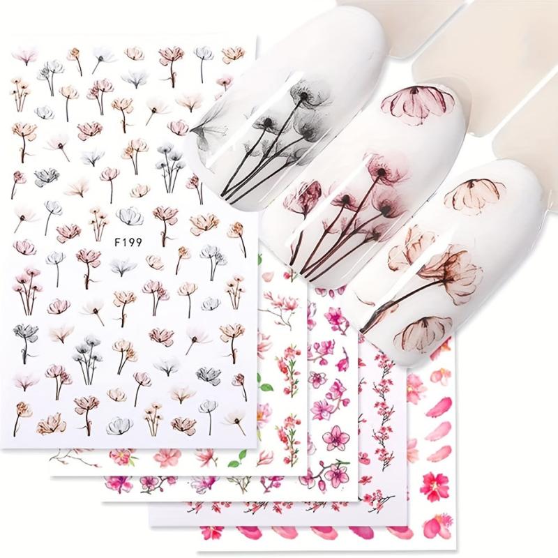 Sweet Peach & Plum Blossom Nail Stickers - Easy to Apply