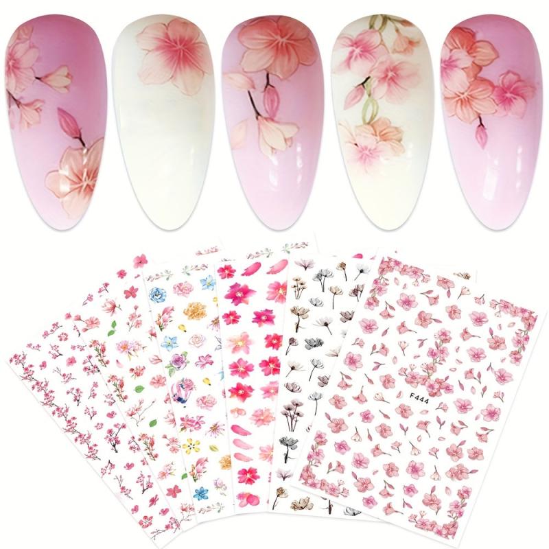 Sweet Peach & Plum Blossom Nail Stickers - Easy to Apply