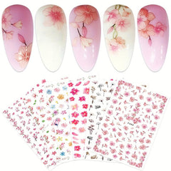 Sweet Peach & Plum Blossom Nail Stickers - Easy to Apply
