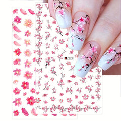 Sweet Peach & Plum Blossom Nail Stickers - Easy to Apply