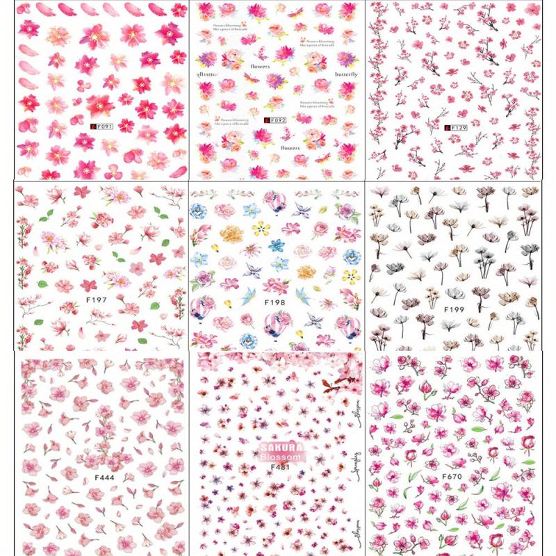Sweet Peach & Plum Blossom Nail Stickers - Easy to Apply