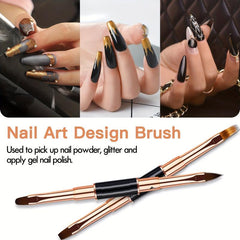 Professional Nail Art Brush Set - 5pcs Double Ended Nail Brushes