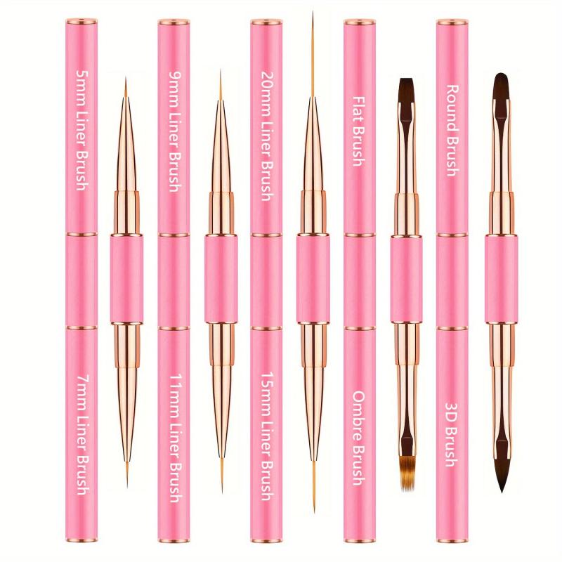 Professional Nail Art Brush Set - 5pcs Double Ended Nail Brushes