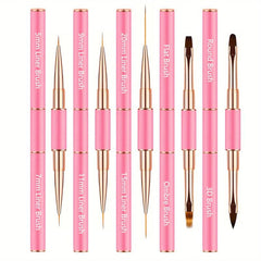 Professional Nail Art Brush Set - 5pcs Double Ended Nail Brushes