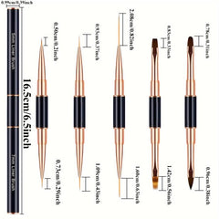 Professional Nail Art Brush Set - 5pcs Double Ended Nail Brushes