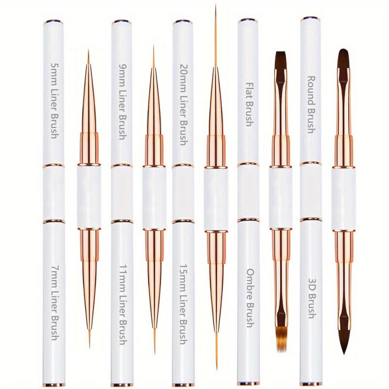 Professional Nail Art Brush Set - 5pcs Double Ended Nail Brushes