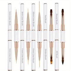 Professional Nail Art Brush Set - 5pcs Double Ended Nail Brushes