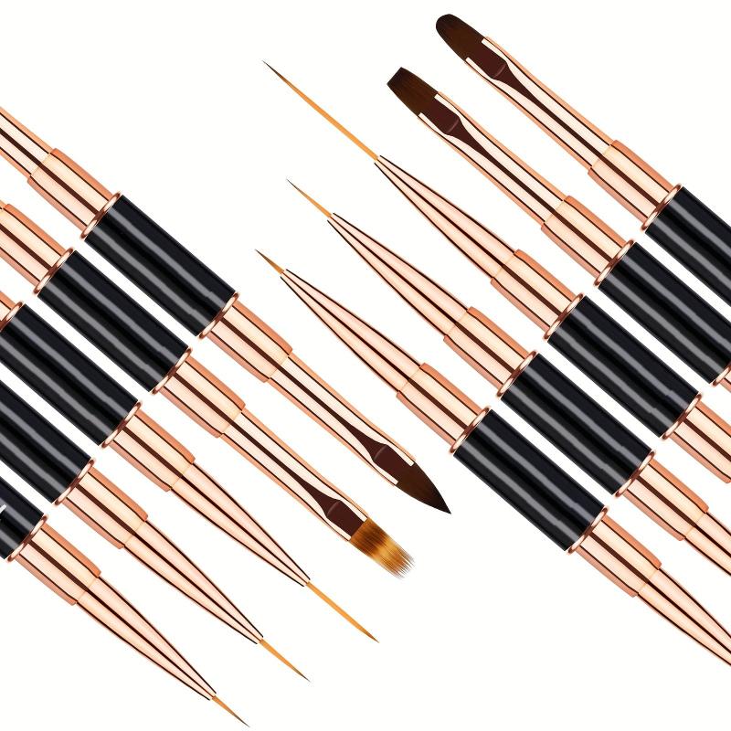 Professional Nail Art Brush Set - 5pcs Double Ended Nail Brushes