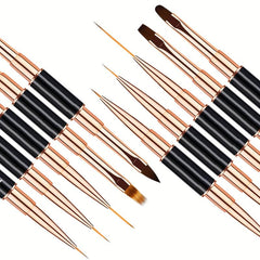 Professional Nail Art Brush Set - 5pcs Double Ended Nail Brushes