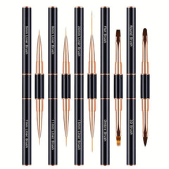 Professional Nail Art Brush Set - 5pcs Double Ended Nail Brushes