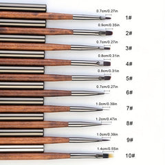 10pcs Nail Art Brush Set Gel Polish Floral Autumn Pens