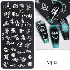 Y2K Heart Leaf Snake Skull Nail Art Stamping Plate Stencil Mold