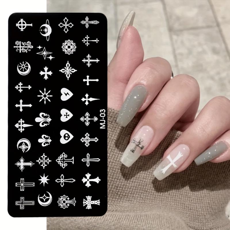 Y2K Heart Leaf Snake Skull Nail Art Stamping Plate Stencil Mold