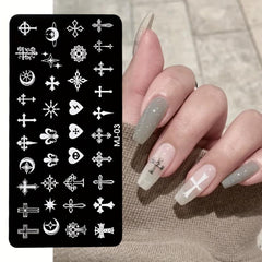 Y2K Heart Leaf Snake Skull Nail Art Stamping Plate Stencil Mold